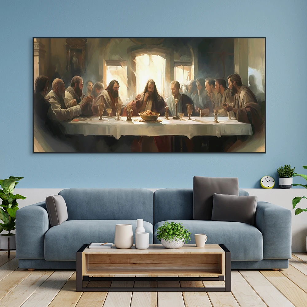 Jesus Last Supper Poster Classical Oil Painting Prints Christ Portrait Large Canvas Painting Jesus Watercolor Picture Home Decor