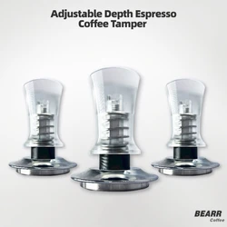 BEARR Adjustable Depth Espresso Coffee Tamper Transparency Cyberpunk Pressure 54MMPowder Hammer Coffee Distributor Barista Tools