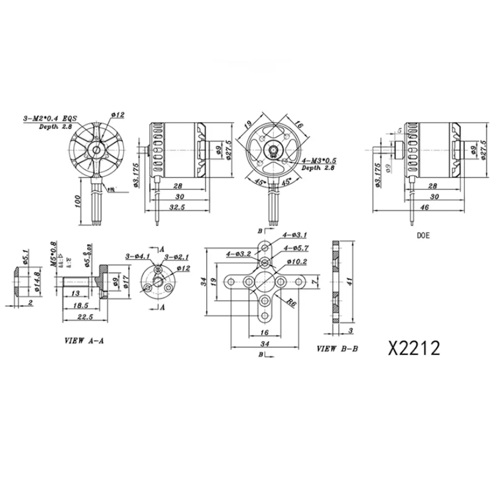 SUNNYSKY X2212‑III Outrunner Brushless Motor Multiple KV Flat‑Shaft Long‑Shaft RC Glider Delta Wing Fixed‑Wing Airplane Aircraft