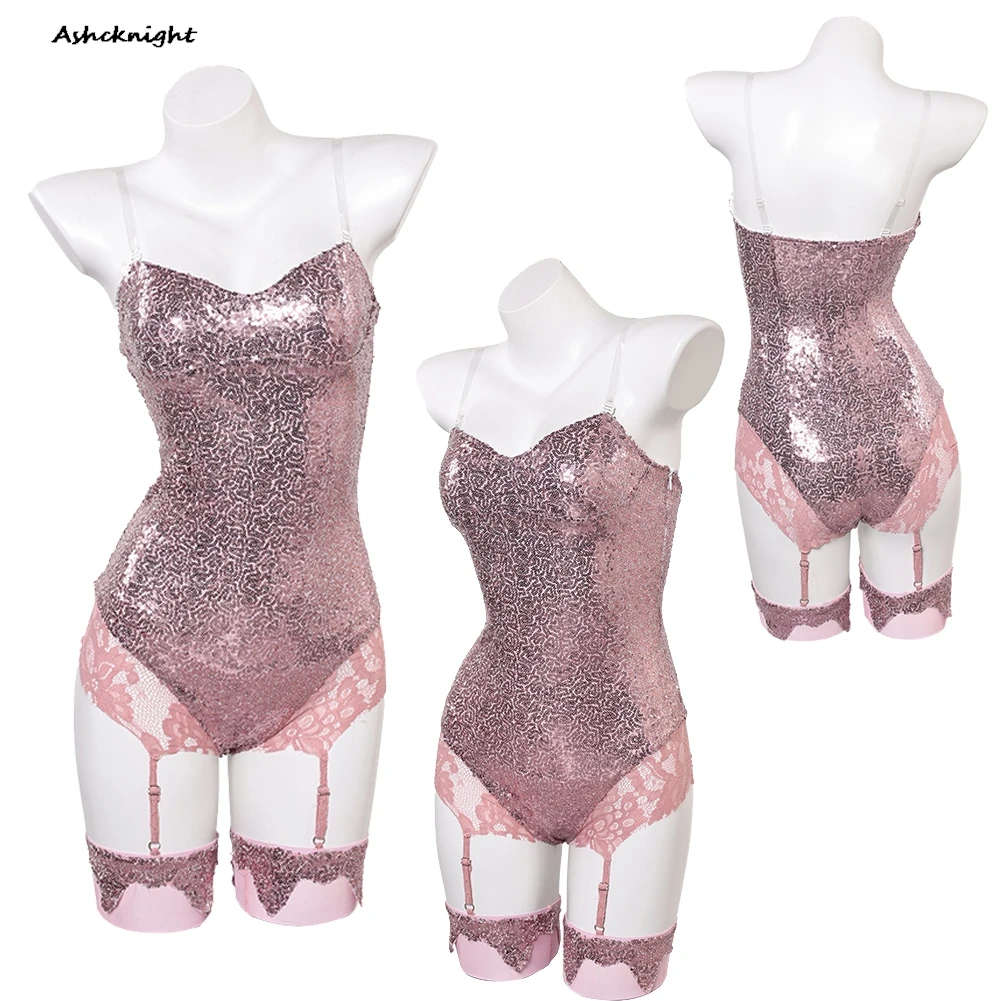 

Sexy Cosplay Lingerie Pink Jumpsuit Costume Halloween Roleplay Outfits Suit Costume Carnival Party Disguise Clothes For Women