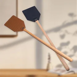 Manual Leather Fly Swatter Ergonomic Handle Fly Swatter for Kitchen Living Room Bathroom