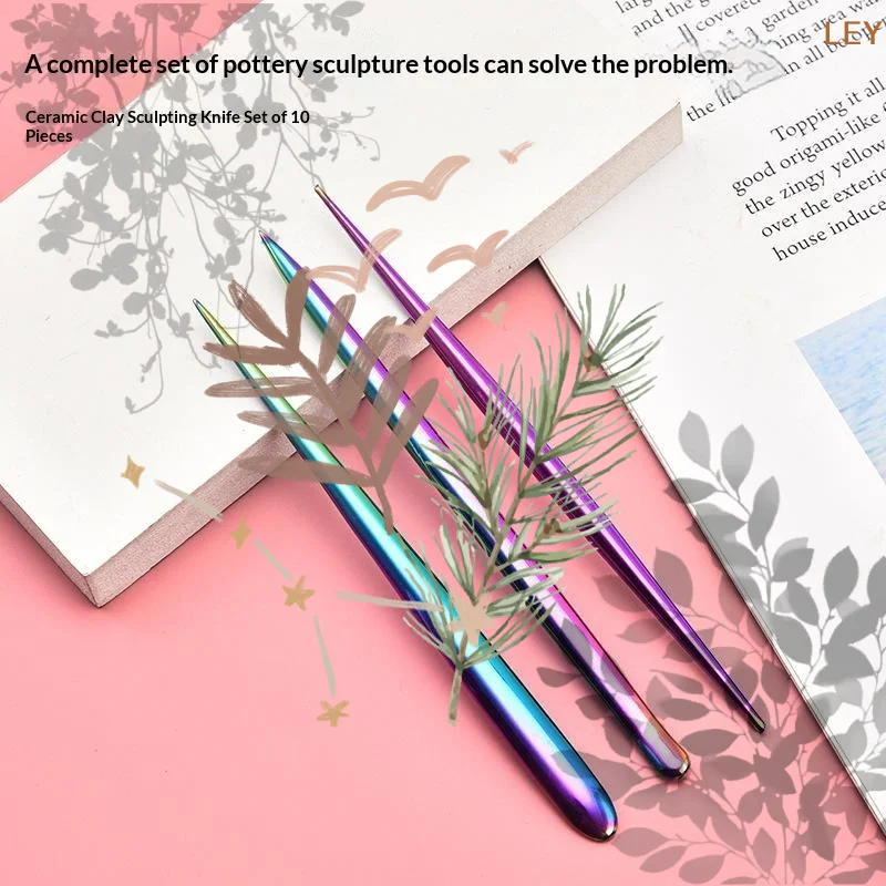 Colored Stainless Steel Soft Pottery: Clay Sculpture Tool Embossing DIY Polymer Modeling Carving Tools