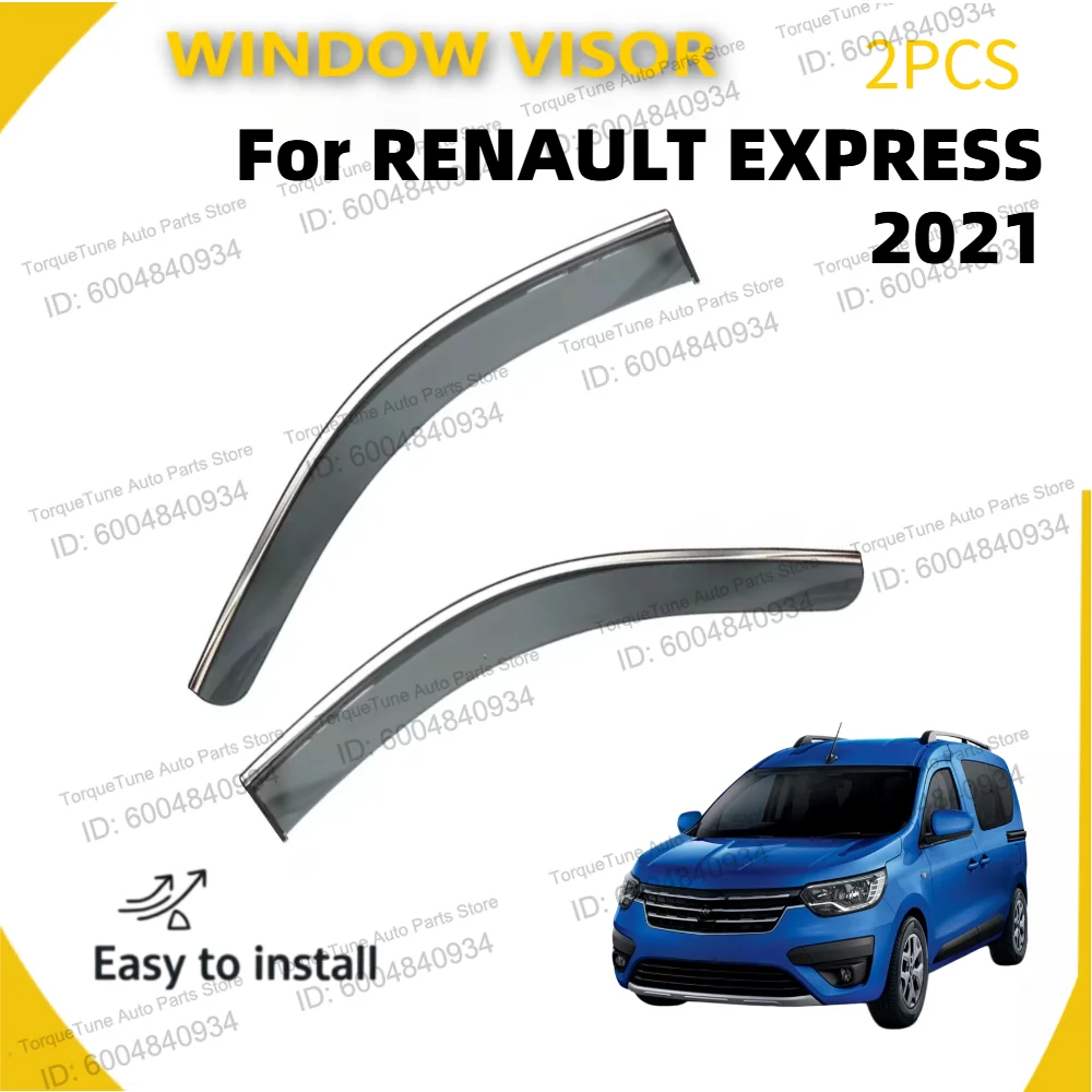 Custom Molded Window Vent Deflectors Compatible with Renault Express 2021+, Rain & Sun Protection Side Window Shield Auto Mod Pa
