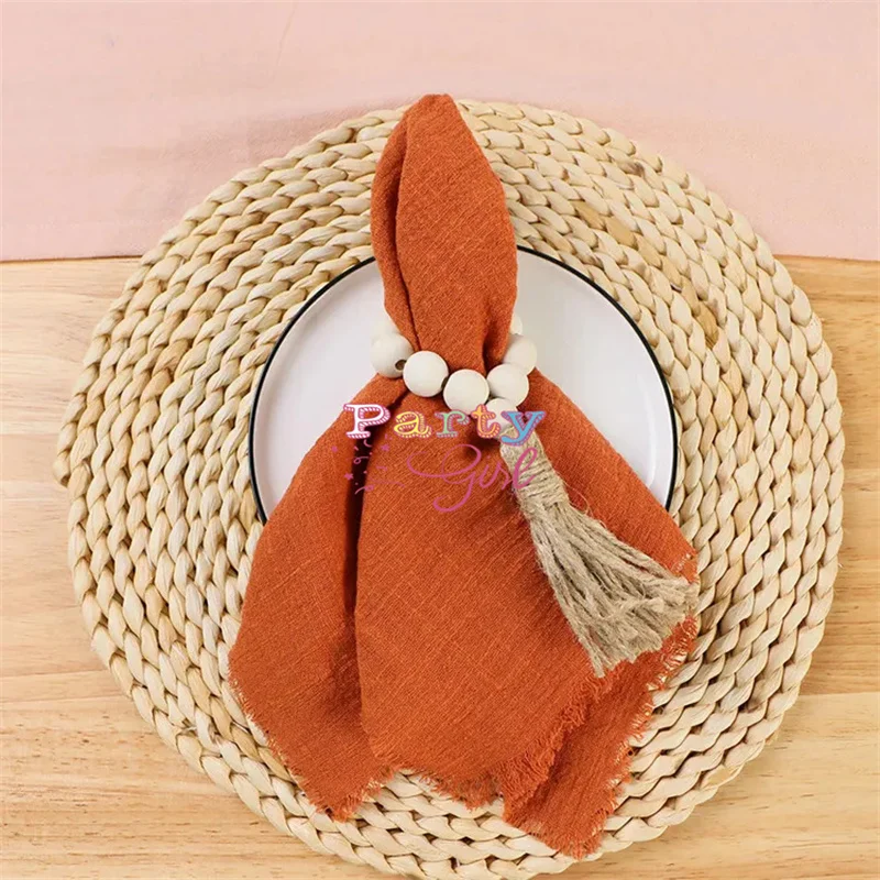 

White 50pcs Cheesecloth Rustic Gauze Table Napkin Reusable Cotton Napkins For Wedding Event Party Decoration