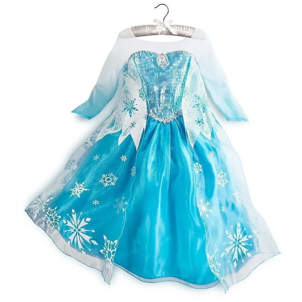 Snow Queen Elsa Costume for Kids Girl Disney Frozen Princess Dress Sleep Beauty Aurora Cosplay Fancy Halloween Dress Up Party