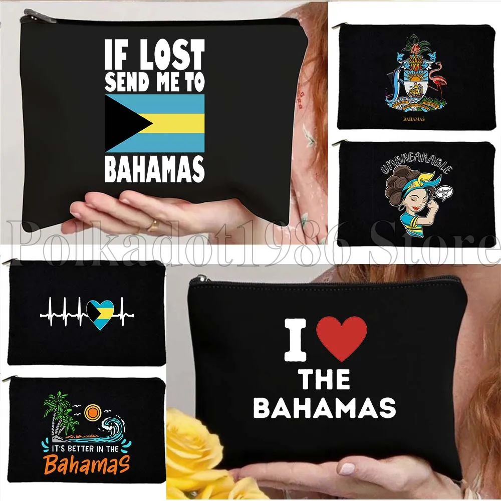 Bahamas Landkarte Flagge Nassau Canvas Lippenstift Kosmetiktasche Reise Make-up Taschen Etui Tasche Schule Lehrer Hochzeit Geburtstagsgeschenk