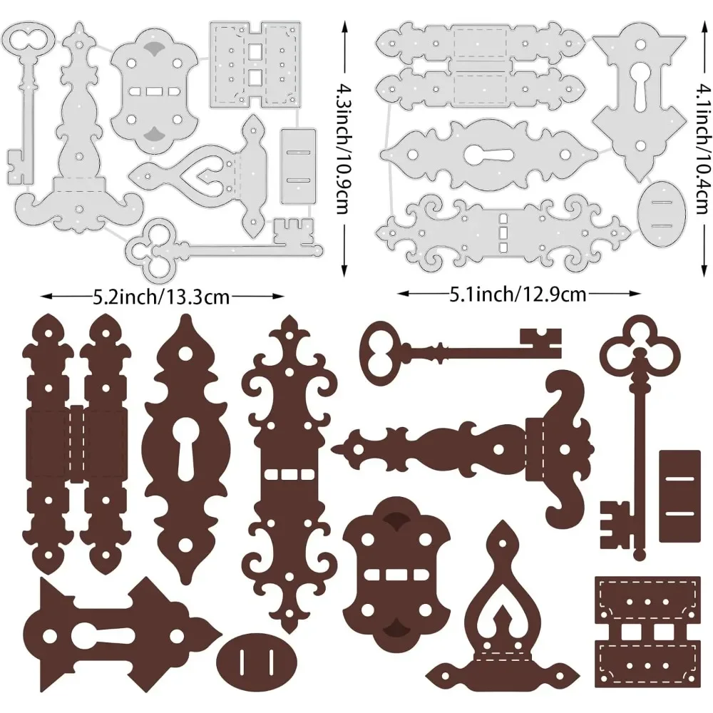 Vintage Hinge Cutting Dies Stencils, Carbon Steel Embossing Stencil Template for Box Decoration, Cardboard Connection