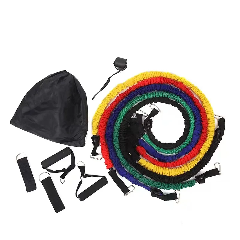 2026 11 PCS Resistance Training Bands Set Nylon Sleeve Cover Latex Tube Bands for Fitness Exercise Pull up Resistance Bands Setp