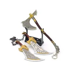 52cm Blade of Chaos Kratos Leviathan Axe Weapon Set Game Peripherals Full Metal Sword Model Samurai Home Ornament Collection Toy