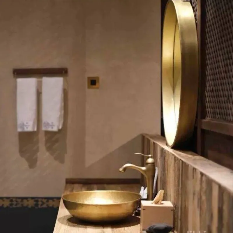 

Bathroom Brass villa round mirror Toilet wall miror Dressing Entrance decorative mirror