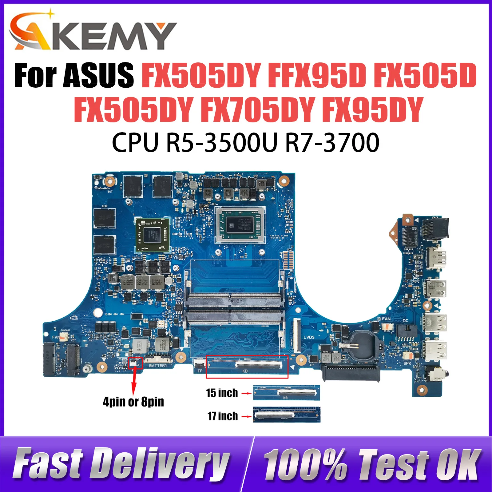 

fX505DY with R5 R7 CPU RX560-V4G GPU Mainboard For ASUS TUF Gaming FX95D FX505D FX505DY FX705DY FX95DY Laptop Motherboard