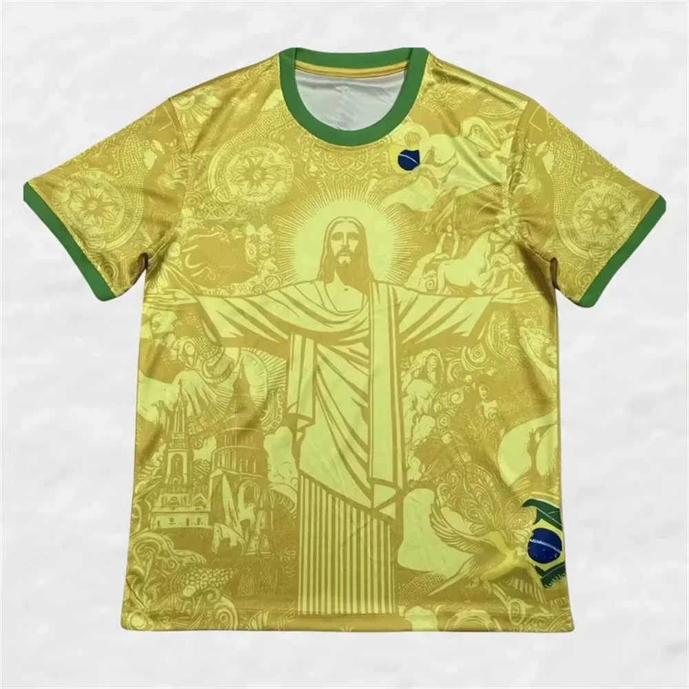2026 BRASILIA SONDERAUSGABE JESUS SCHWARZ/GRAU ERWACHSENEN/KINDER FUSSBALL-T-SHIRT, FUSSBALL-TRAININGST-SHIRT, SPORT-UND STREETWEAR – Detail 5
