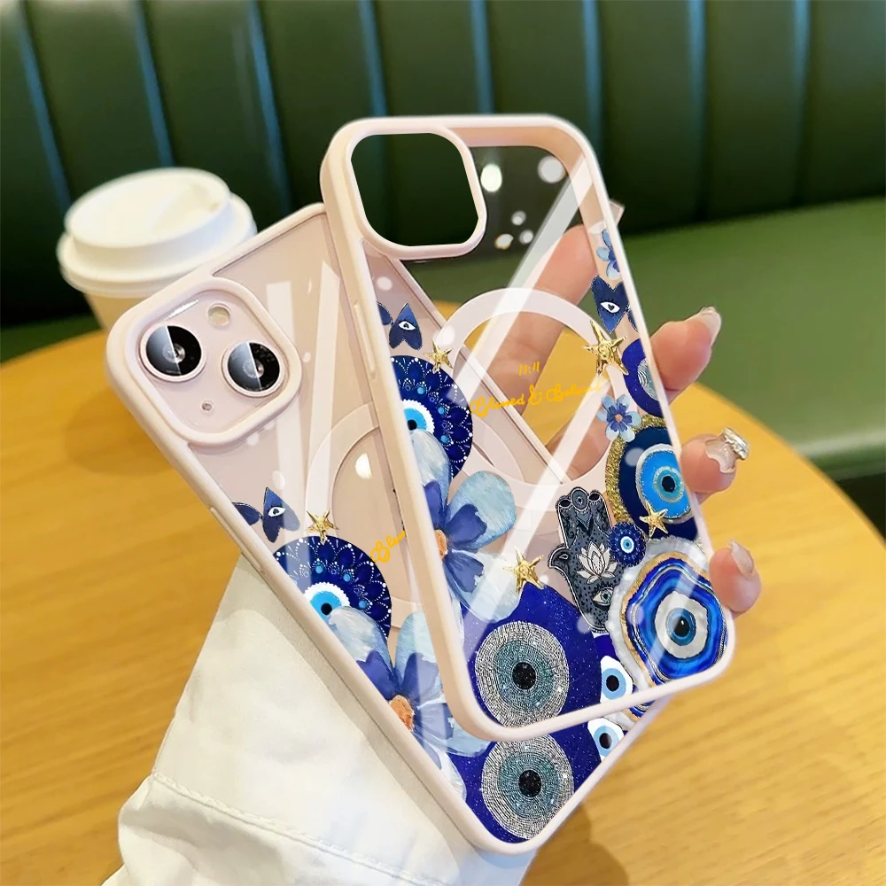 11:11 Evil Eye Ästhetische Klare Hülle für iPhone 17 16 11 12 15 Pro Max 13 14 Plus Hüllen für Magsafe Kabelloses Laden Drop Funda – Detail 4