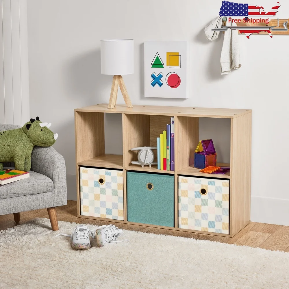 

Sturdy 6 Cube Storage Organizer Vertical or Horizontal Bookcase Open Closed Shelves Collapsible Bins Ideal Home Office Living
