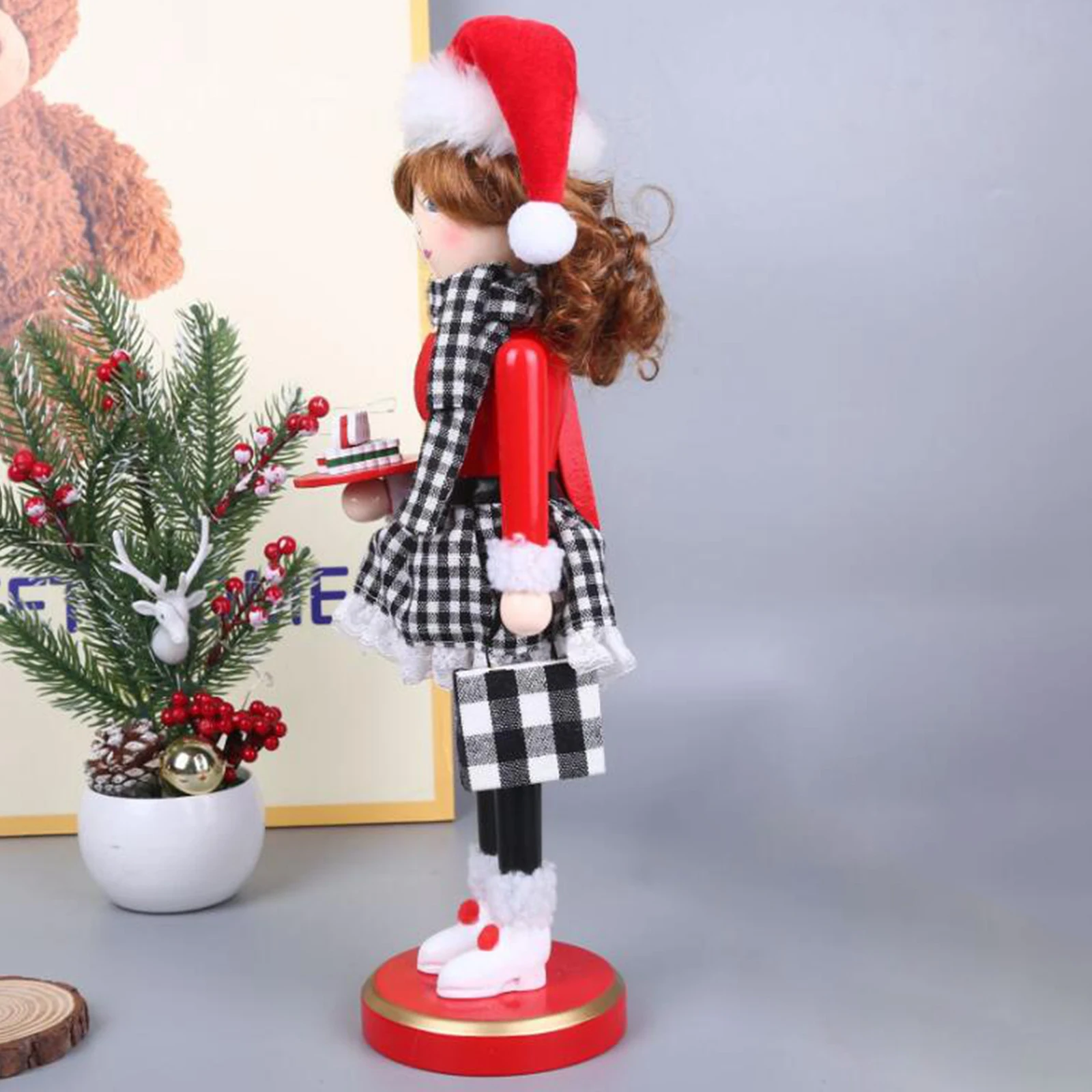 38cm Wooden Nutcracker Ornaments Nutcracker Figurines Desktop Ornaments Gift  Christmas Decoration