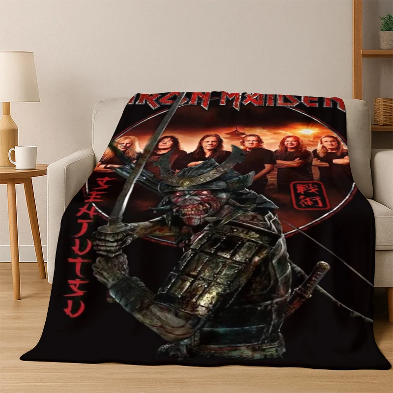 3D I-Iron Maiden Metal Band Flannel Blanket Soft Warm Blanket Throw Blanket for Bedroom Living Room Bed Travel Picnic Gift Kid