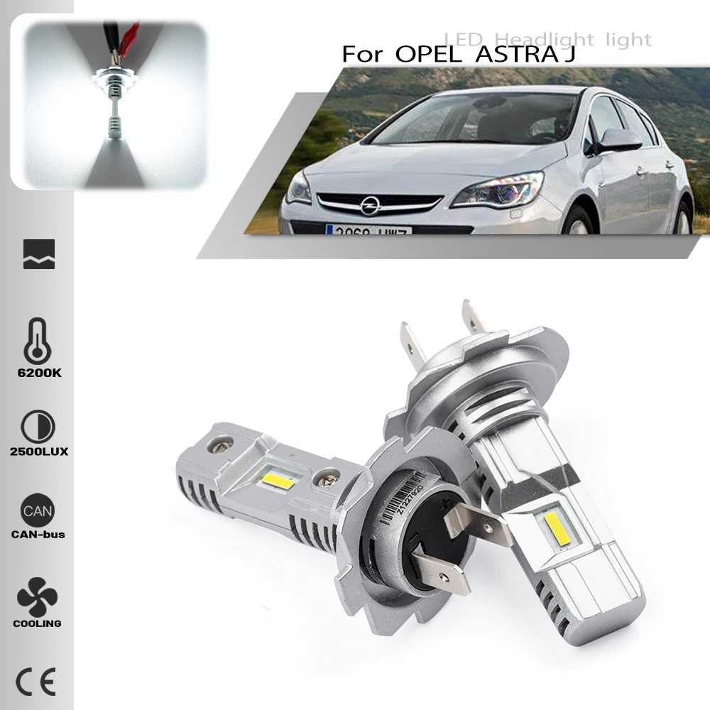 2PCS H7 Led Canbus Headlights Bulbs high low Beam hi/lo beam 6500K White Auto Lighting For OPEL ASTRA  J Saloon 2012- plug＆play