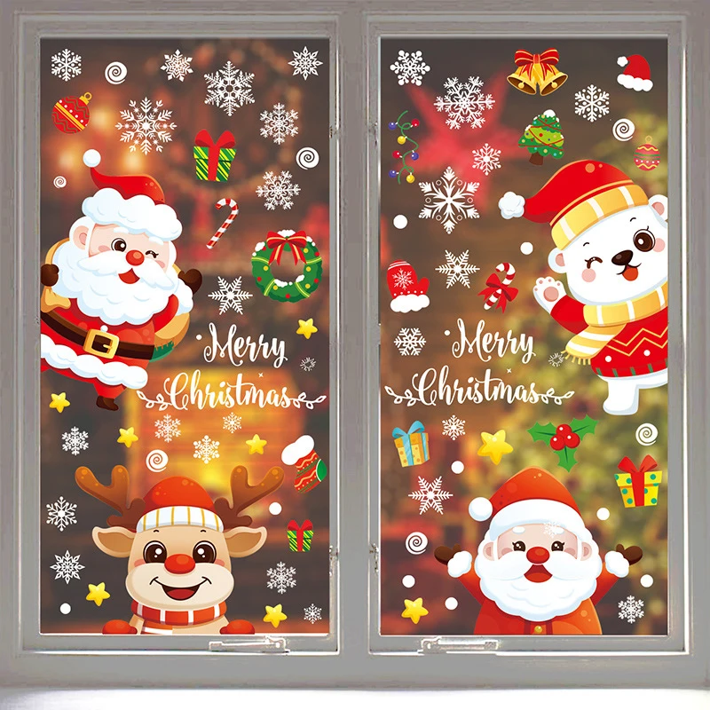 1Set Kerstserie Sneeuwvlok Elektrostatische Raamstickers Kinderkamer Kerstdecoratie Decals Nieuwjaar Behang