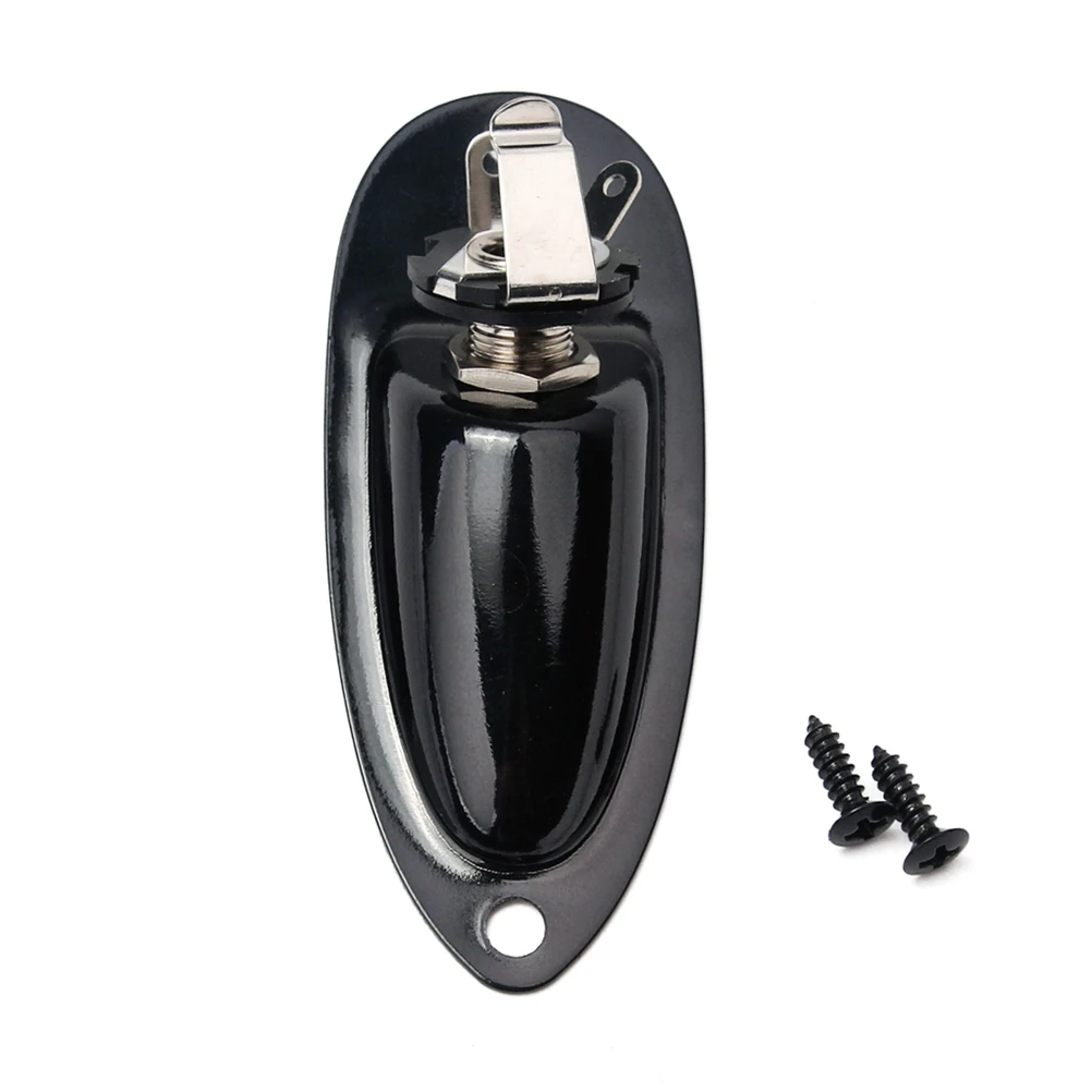 

1/4 Inch 6.35Mm Boat Guitar Jack Socket Plug Output Input Endpin Replacement For Electric Guitar Bass Mounting Screws Black