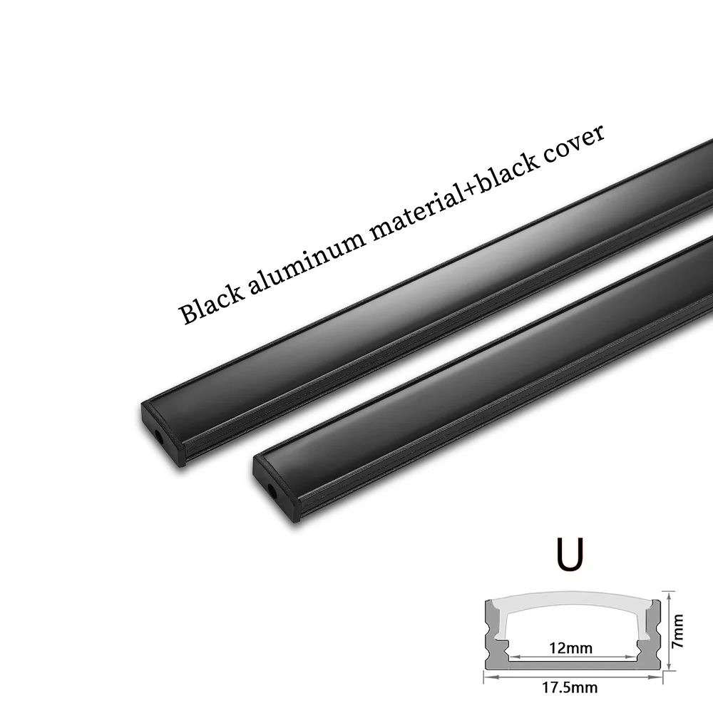 Black Cover 1-28 Pieces/Pack LED Aluminum Profile 0.5m/Piece U/V Shape Suitable For 8-12mm LED Light Strip Housing Channel