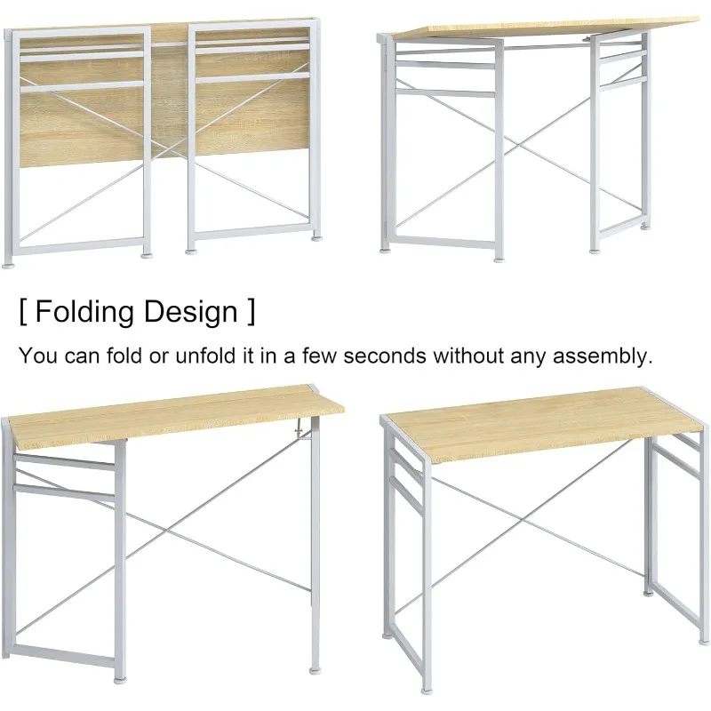 4NM 33.5" Small Folding Desk with Storage Bag, Computer PC Desk Home Office Desk Study Writing Table for Small Space Offices