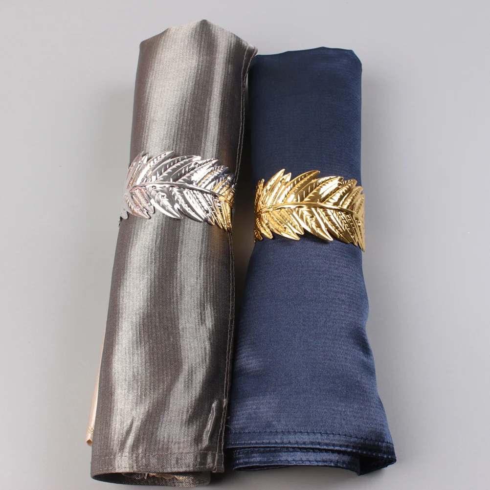 

4Pcs Leaves Shape Napkin Rings Metal Golden Dinning Table Decoration Party Wedding Christmas Holder Napkin Ring