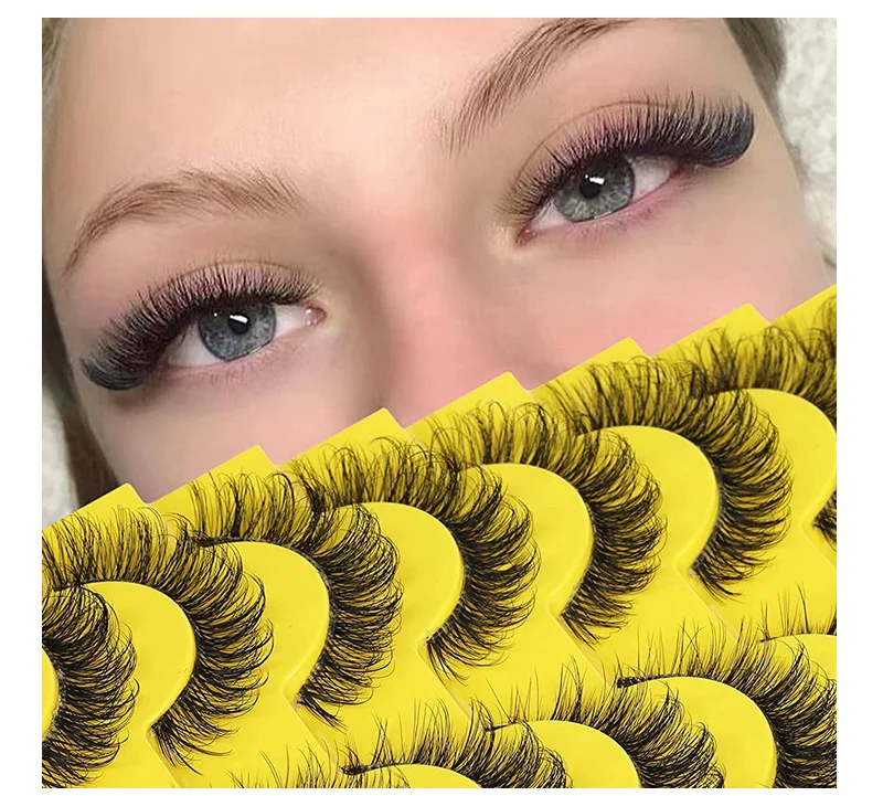 10 paia di ciglia occhio di volpe Ciglia finte D Curl Volume slavo ipoallergenico spesso con grande curva 3D per il trucco degli occhi drammatico