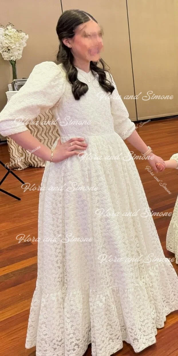 Hollow Out Lace Flower Girl Dresses for Wedding Princess High Waist Toddler Pretty Pageant First Communion Parties Customized