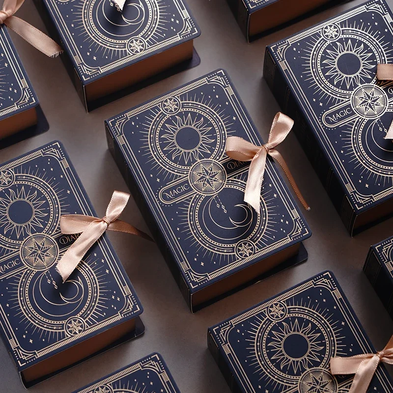 Boîte à bonbons au chocolat en forme de livre avec ruban, décorations de mariage magiques, emballage de faveurs de fête d'anniversaire pour les invités, 20 pièces