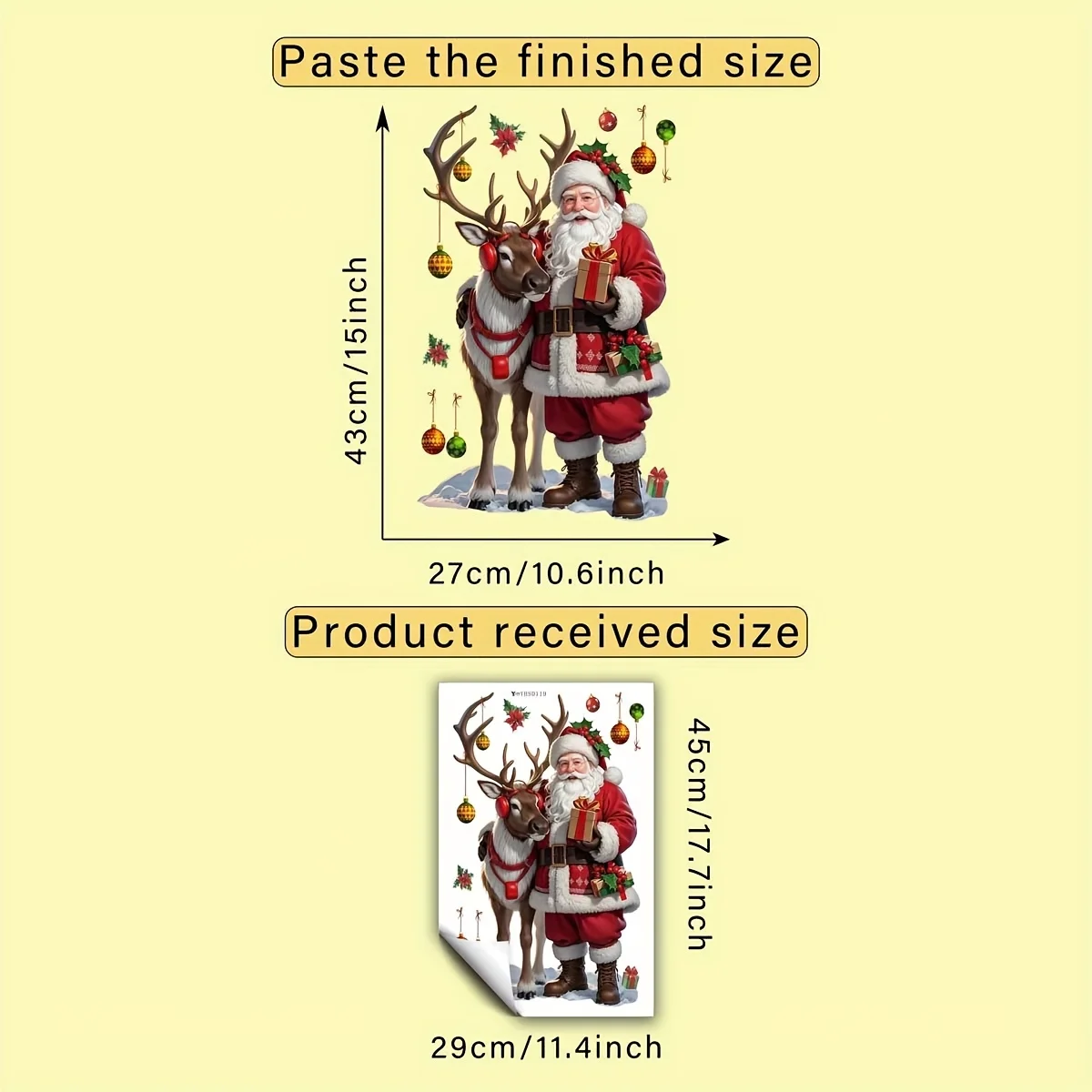Self-Adhesive Removable Double-Sided Christmas Window Sticker Santa Claus Reindeer Holly and Snowball PVC Sticker Winter Decor view 6