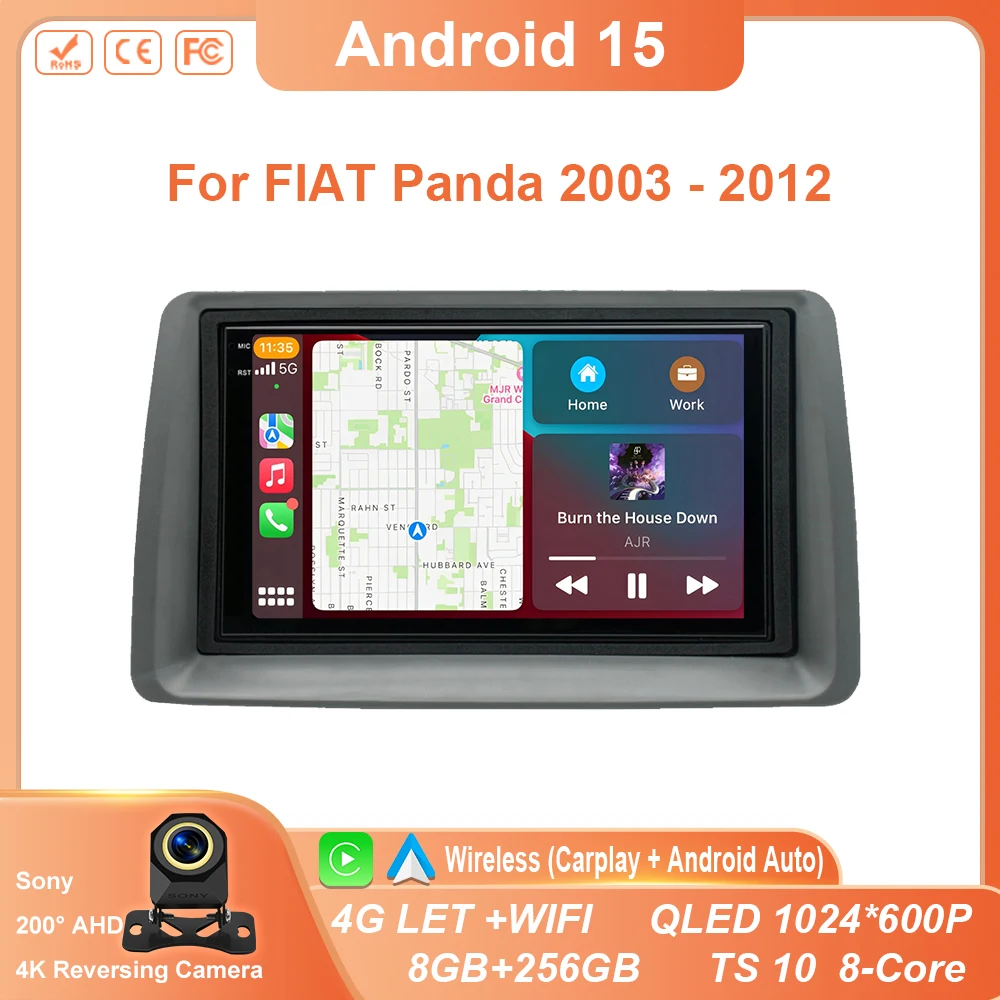 Car Radio Android For FIAT Panda 2003 2004 2005 2006 2007 -2012 Stereo Multimedia Player Navigation Autoradio Carplay Auto QLED