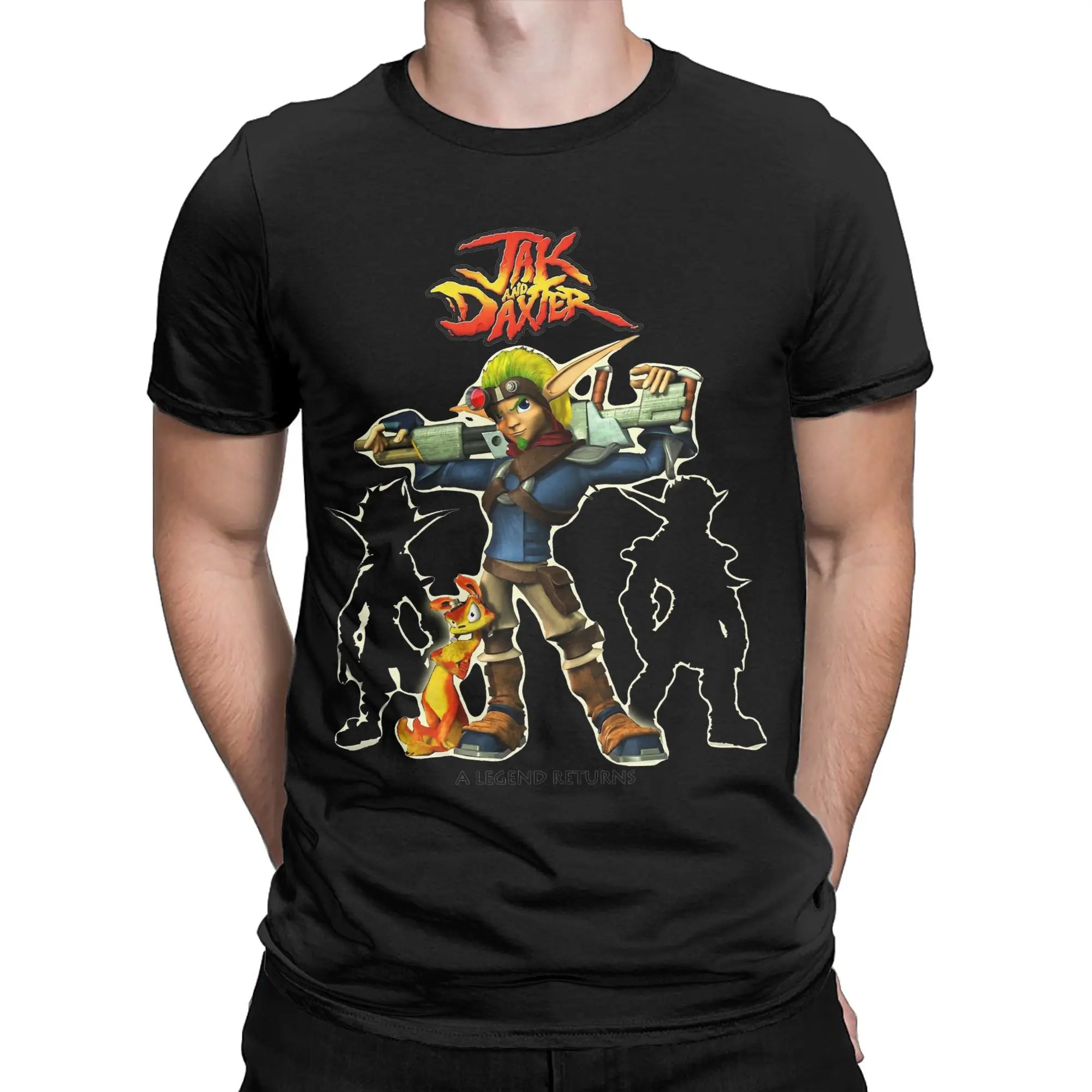 Jak and Daxter T Shirts for Men 100% Cotton Unique T-Shirts Round Neck  Tee Shirt Short Sleeve Clothing Original