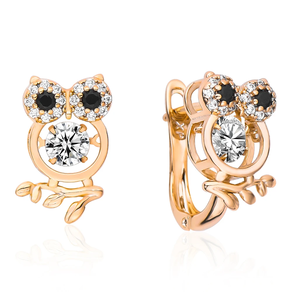 

New Owl Shape Inlaid Zircon Stud Earrings Animal Series Cute Vivid Jewelry Accessories Birthday Party Gift for Classmate Girls