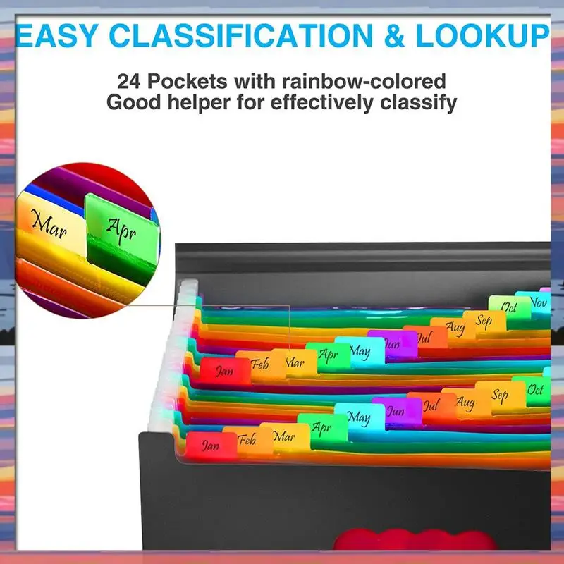 AC18 (garanti) Cartella di file espandibile a 24 tasche Cartelle a fisarmonica con etichette vuote Organizzatore di archiviazione da tavolo