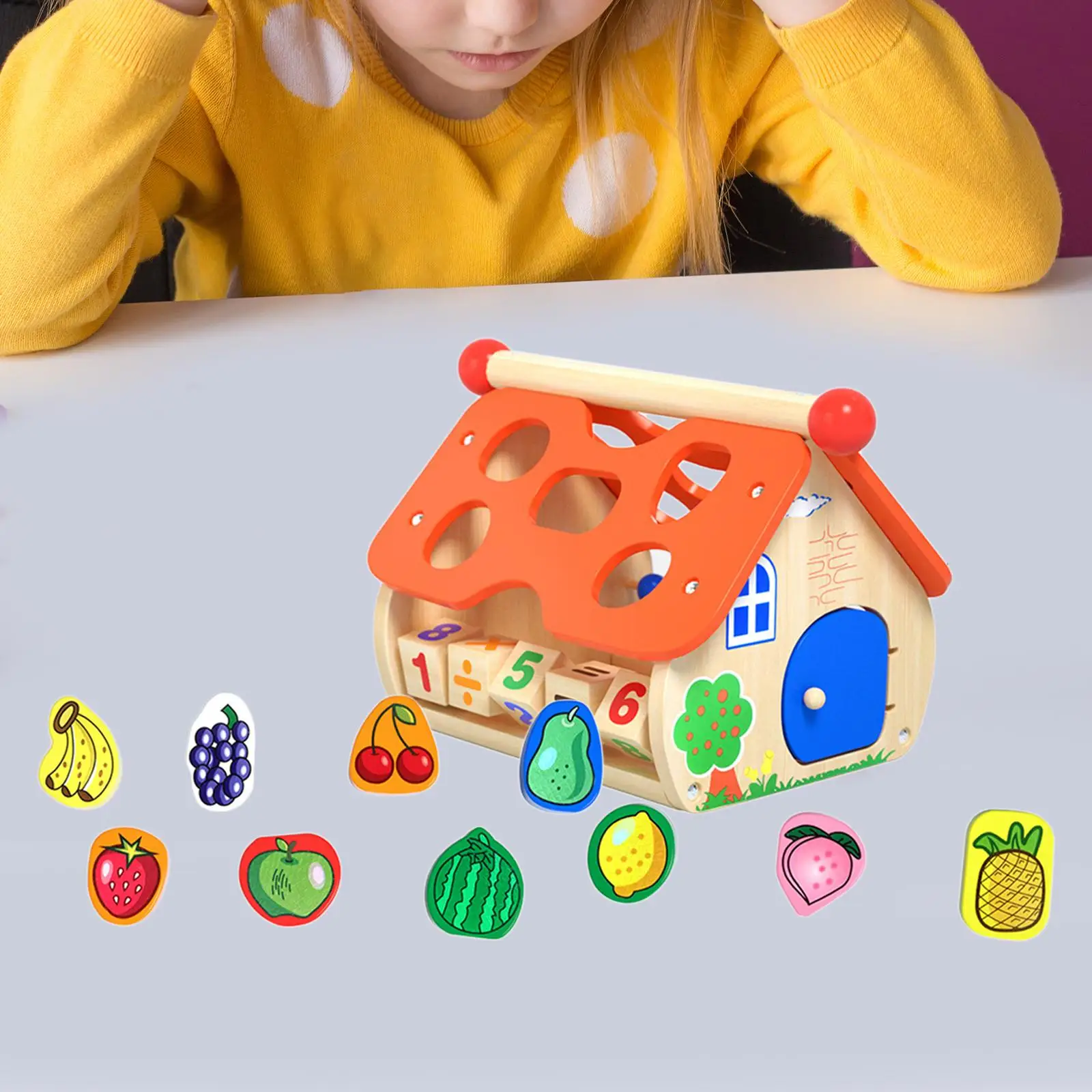 Casas ocupadas centro de actividades frutas bloques a juego educativo habilidades motoras finas forma clasificador de colores juguetes para niñas niños regalos