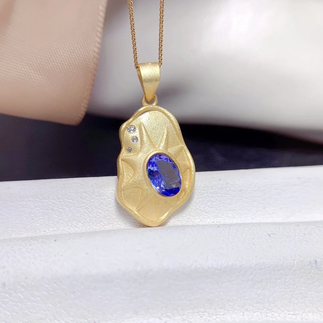 Natural Tanzanite Pendant Necklace Jewelry for Woman Lady Man Wealth Healing Gift 6x8mm Beads Crystal Stone 925 Silver AAAAA