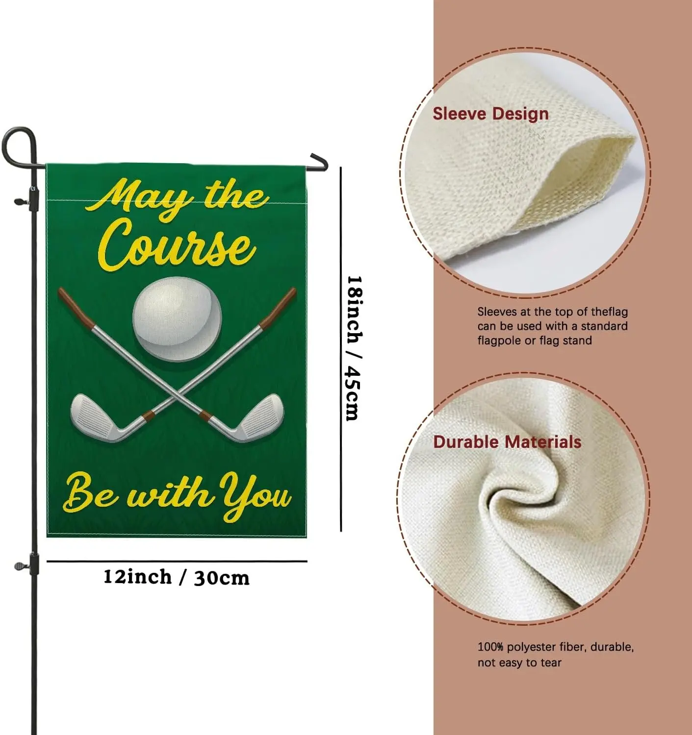 Golf Ball Garden Flag, Sports Casual Golf Clubs Grass Summer Green Double Sided Burlap Decorative Outside Flags for Outdoor  AAM - view 3