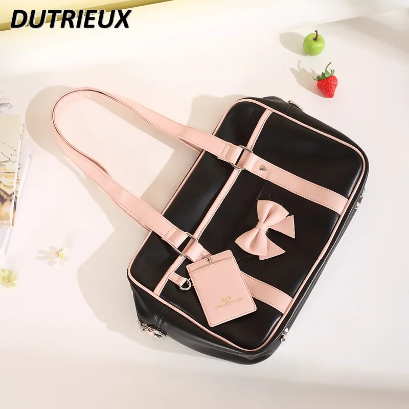 Flower Heart Shoulder Bags Girl Sweet Cute Japanese College Style Bag JK Uniform Cute Large Capacity Schoolbag for Women