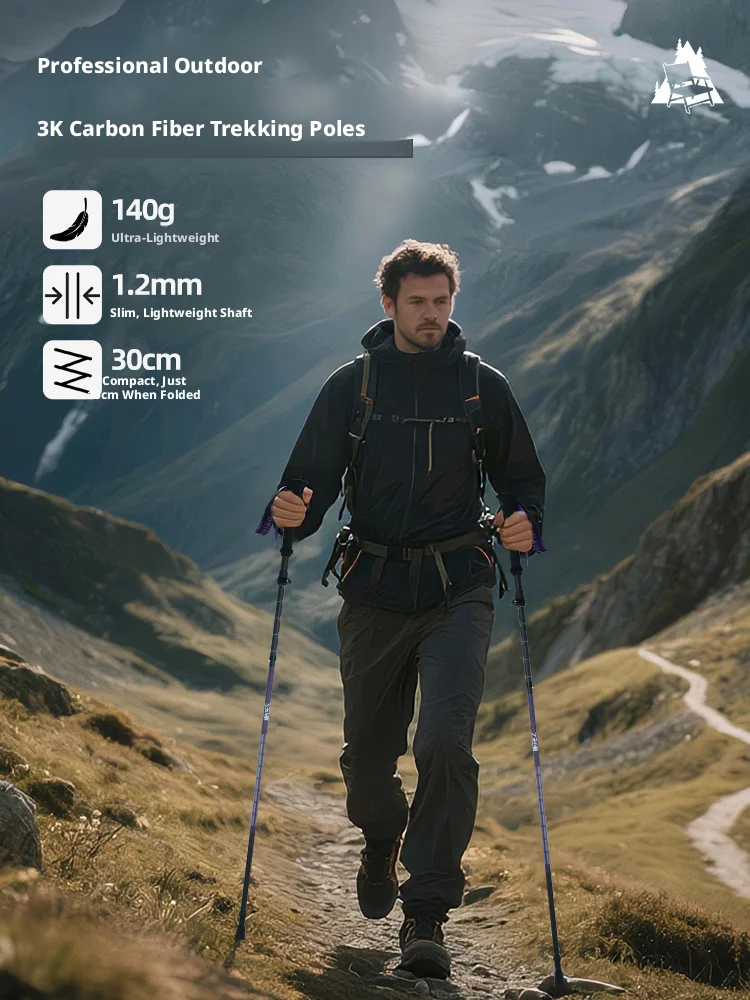 

NEW Unisex Ultralight Carbon Fiber Foldable Trekking Poles for Outdoor Trail Use Lightweight Hiking Sticks