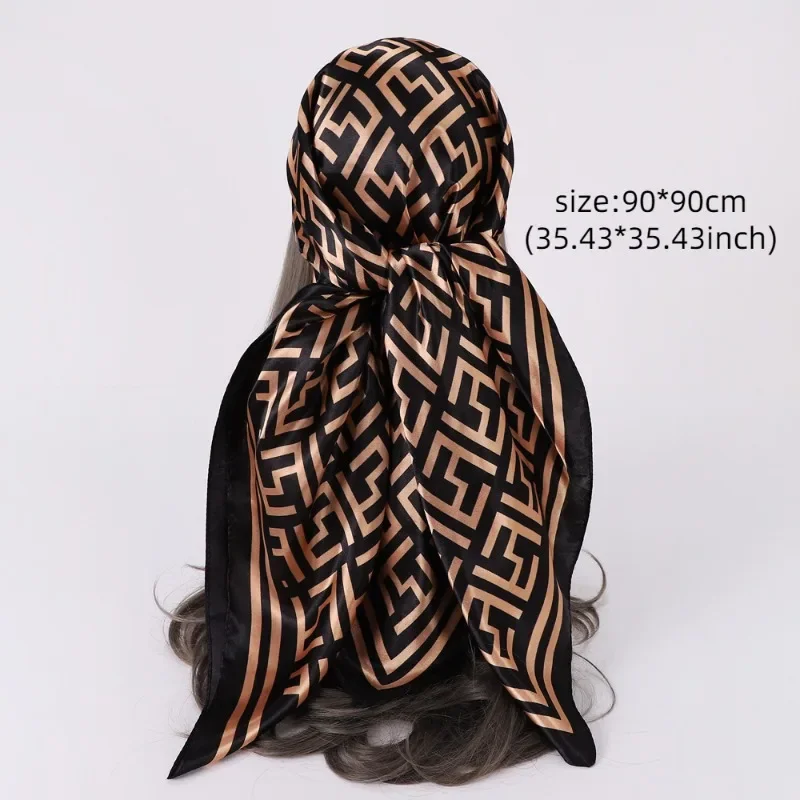 Luxury Brand F Letter Women\'s Hijab Yellow Black Printed Elegant Scarf Fashion Headscarf Date Headscarf Valentine\'s Day Gifts