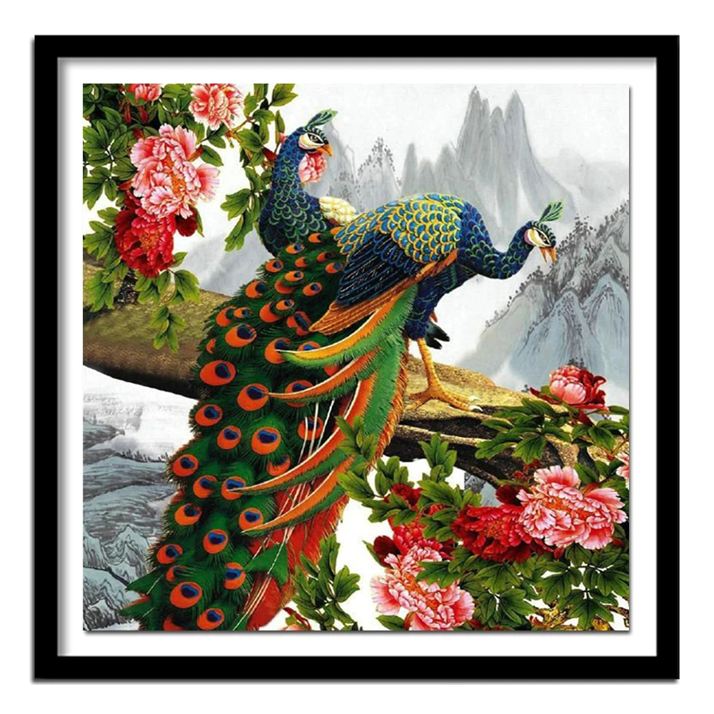 Full Diamond Embroidery Rhinestone Diy Diamond Painting Cross Stitch Animal peacock 5D Diamond  Room Decor ZB303