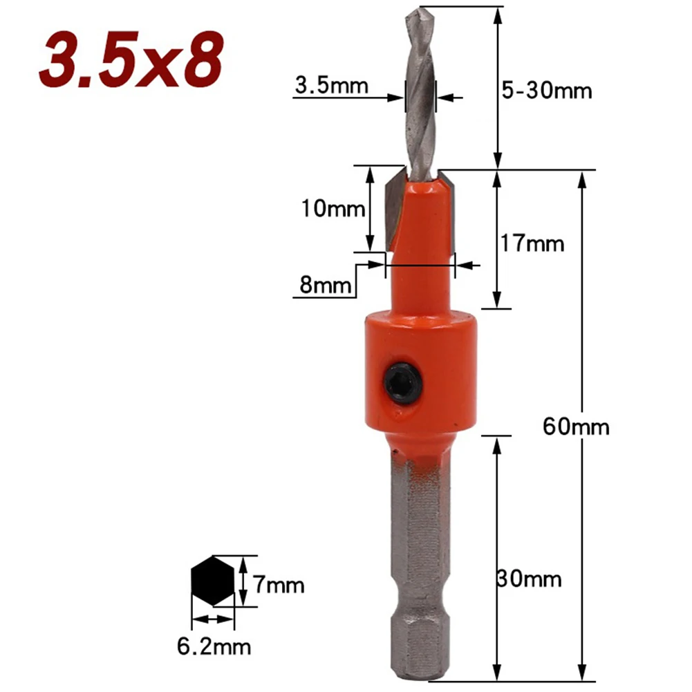 1pc Holz Hex Schaft Senker Bohrer Salat Bohrer Schritt Bohrer HCS Senker Cutter Schraube Loch Bohrer