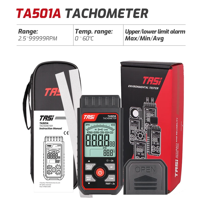 TASI TA501A Laser Tachometer Up to 999999 Non-Contact Digital Laser Tachometer For Machinery Industry Car Motors Speed Test