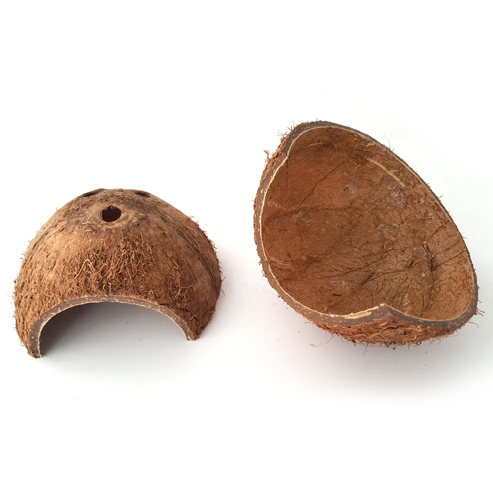 

2pcs Pet Coconut Shell Hideout Natural Reptile Cave Small Shell Aquarium Hut for Leopard Gecko Spiders Lizards Secure Hiding