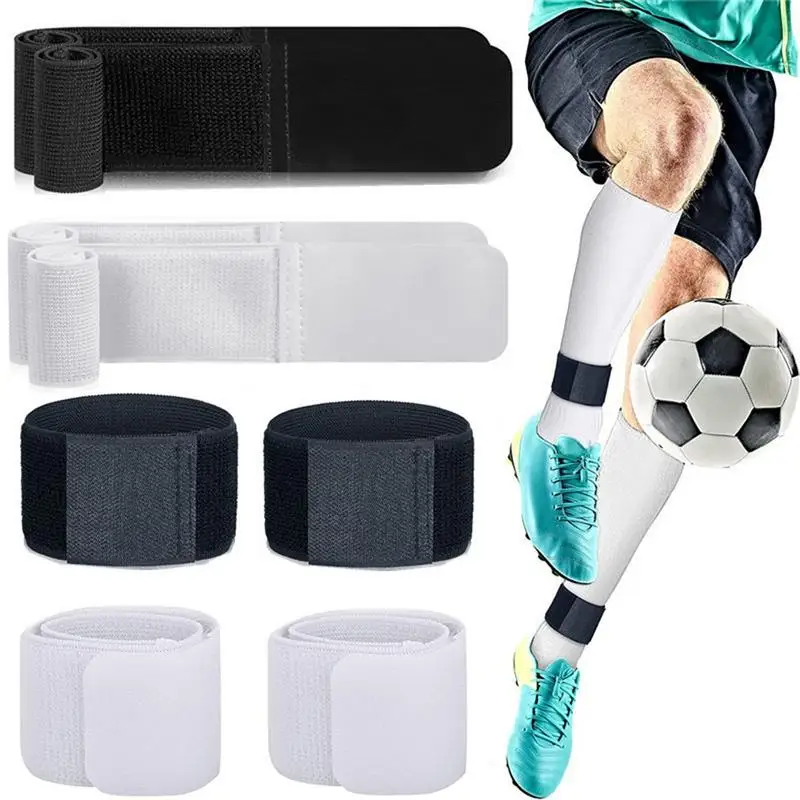 2pcs Soccer Shin Pads Prevent Drop Off Elastic Sports Bandage Shin Guard Fixed Bandage Tape Safety Adjustable Bandage