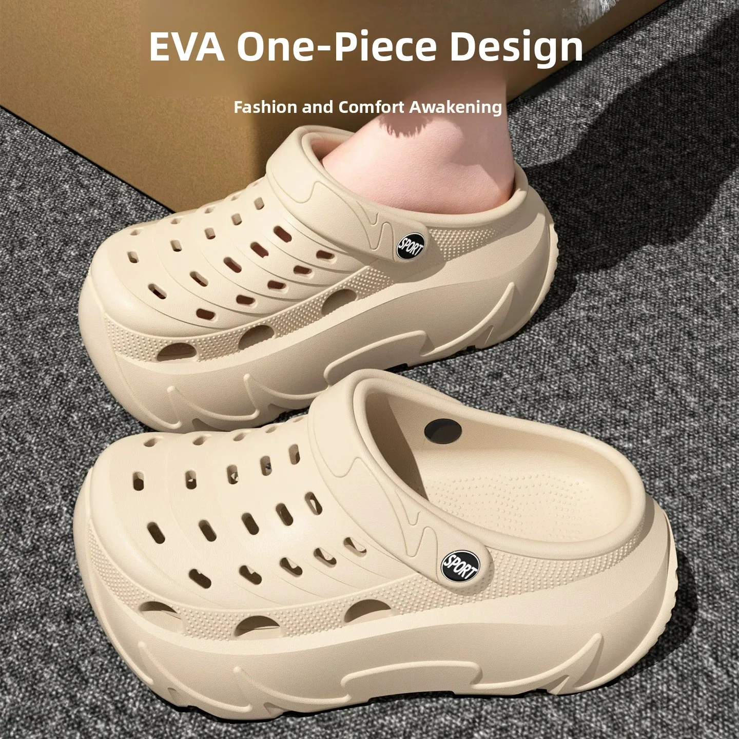 

Women's Thick Bottom Slip-On Shoes Summer Office Anti-Slip Comfortable Head Covering Sandals Home Slippers Easy to Wear