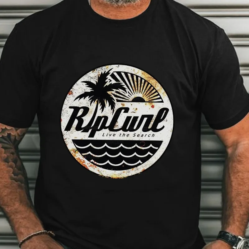 

Beach style T-shirt, simple and casual round neck short sleeves, suitable for daily summer wear,machine washable and anti-fading
