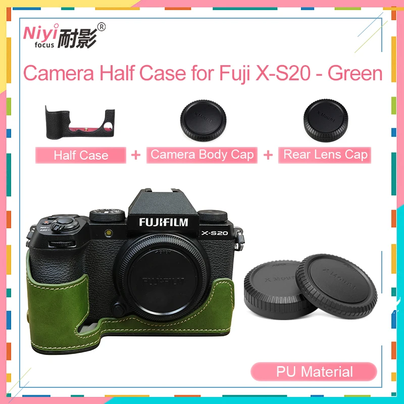 Sarung kamera kulit asli untuk Fujifilm XS20, Sarung dasar kamera kulit asli dengan tali tangan Motif telapak tangan untuk X-S20 Fuji