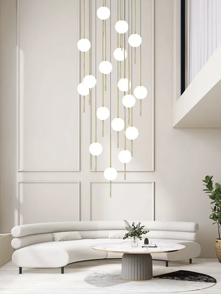 Living Room Modern LED Lighting Staircase Pendant Lamp High-rise Droplight Villa Stair Chandelier Duplex Building Hanging Lights