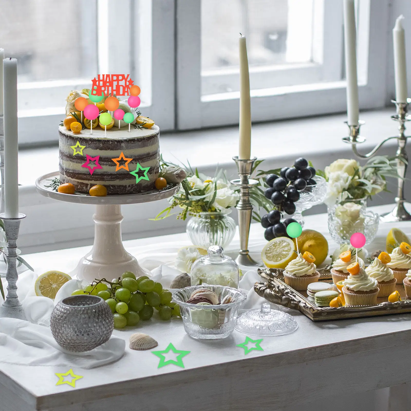 

Набор светящихся украшений и декораций для вечеринок, 40 шт., светящиеся звезды и шары, топперы для торта на день рождения, для детских праздников и ночных мероприятий